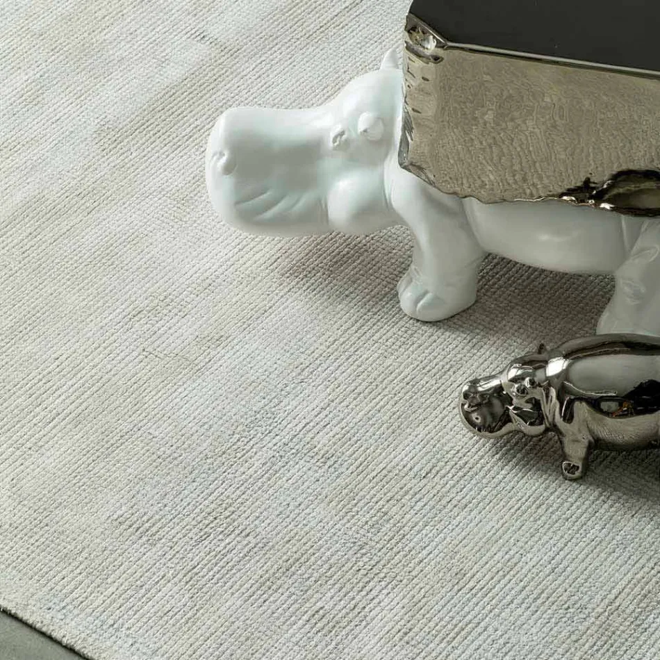 Moderner Wohnzimmerteppich aus Baumwolle und Viskose, handgewebt - Silky Viadurini