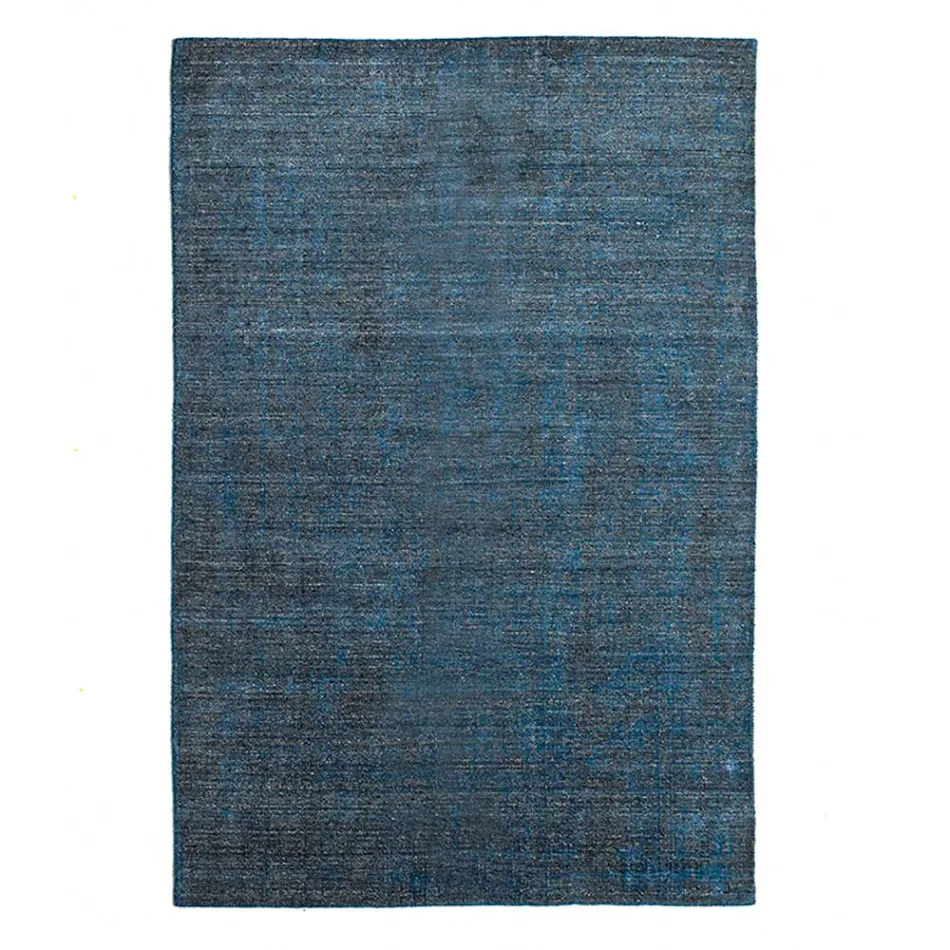 Auf einem manuellen Webstuhl hergestellter Wohnzimmerteppich aus Viskose, Wolle und Baumwolle – Cristel Viadurini