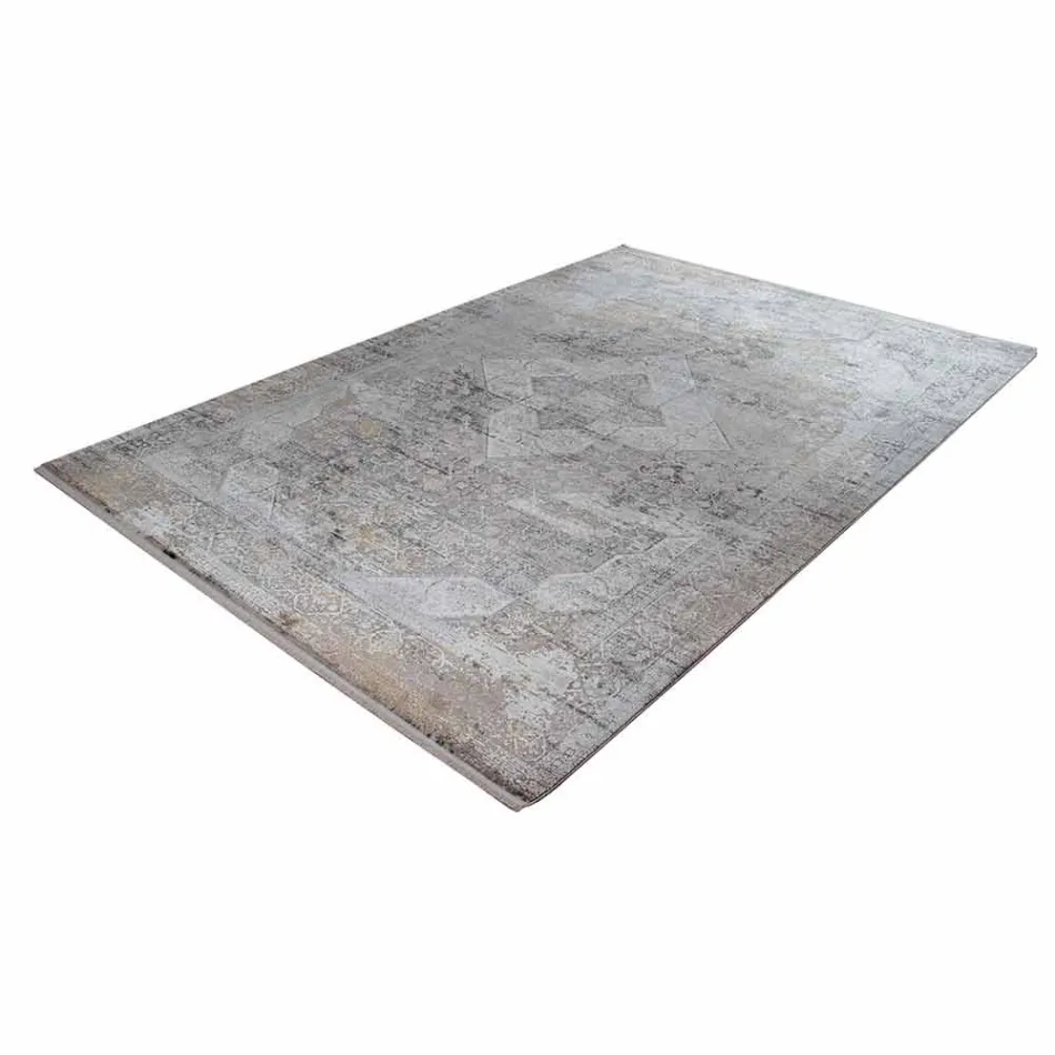 Designer Teppich in Viskose und Acrylgrau Beige mit Design - Präsident Viadurini