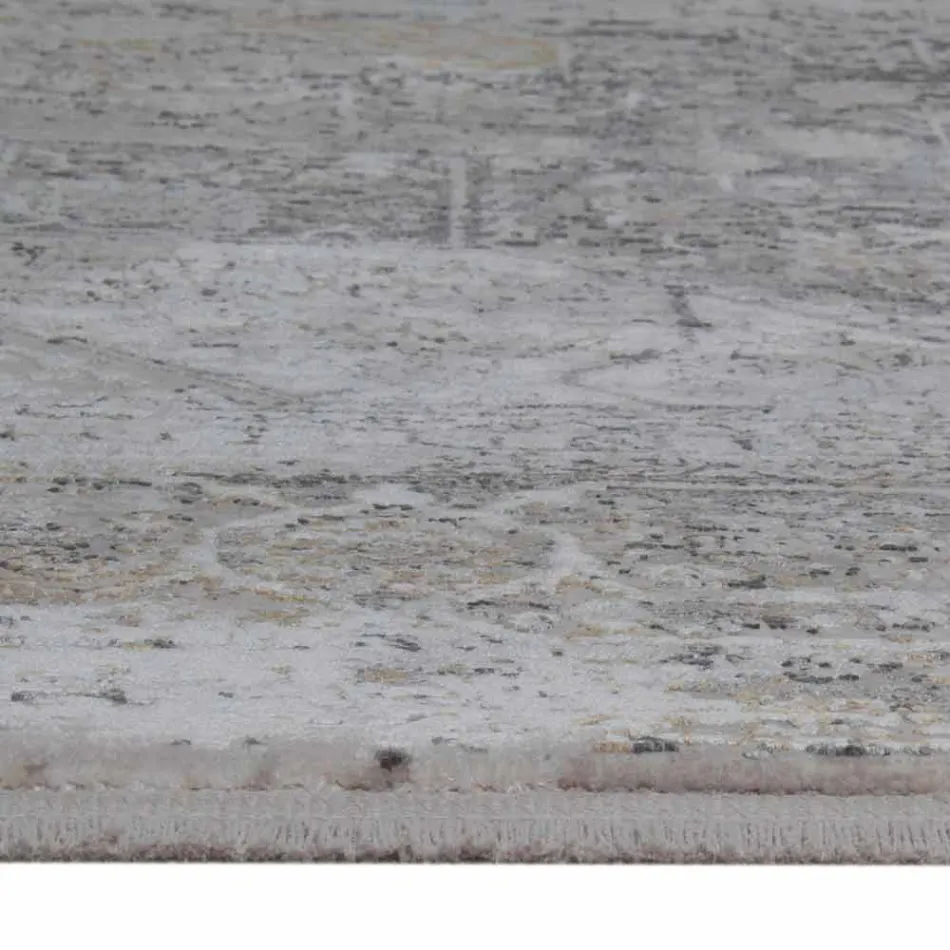 Designer Teppich in Viskose und Acrylgrau Beige mit Design - Präsident Viadurini