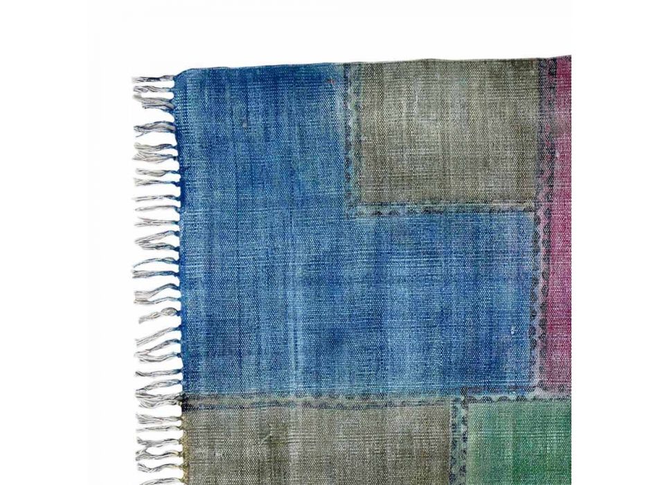 Ethnische farbige rechteckige Stoff Teppich mit Quasten - Fibraù Viadurini