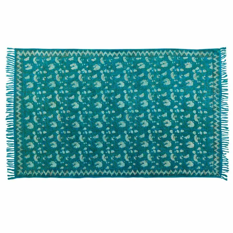 Ethnische farbige rechteckige Stoff Teppich mit Quasten - Fibraù Viadurini