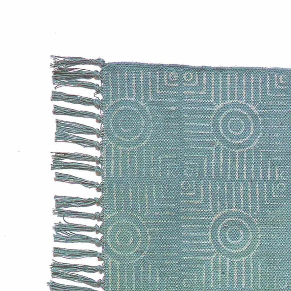 Ethnische farbige rechteckige Stoff Teppich mit Quasten - Fibraù Viadurini