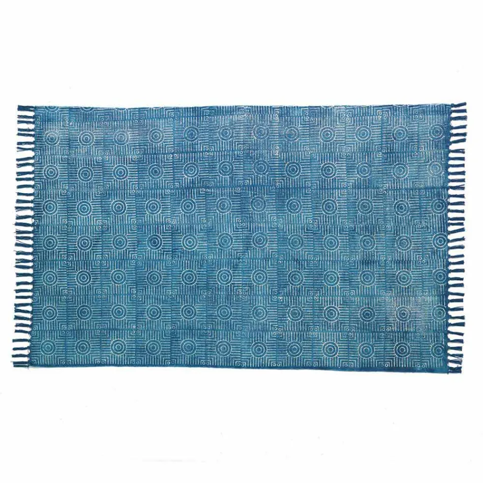 Ethnische farbige rechteckige Stoff Teppich mit Quasten - Fibraù Viadurini