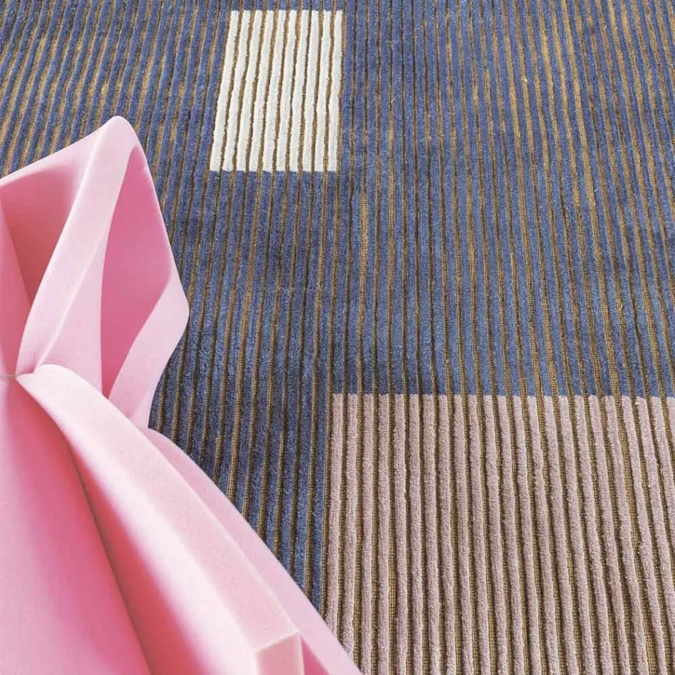 Handgefertigter modularer farbiger Viskoseteppich, gewebt in Indien – Gilberto Viadurini