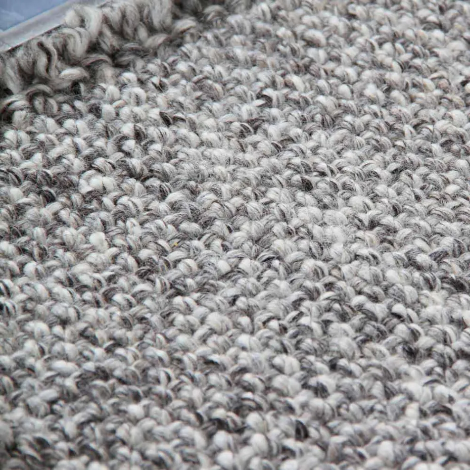 Großer und moderner Wollteppich mit Fransen Schwarz oder Creme - Jacqueline Viadurini