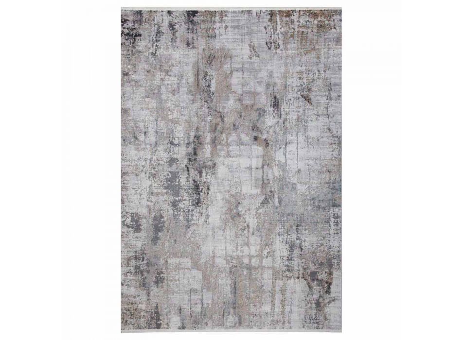Rutschfester Teppich in Grau-Beige aus Viskose und Acryl mit Design - Präsident Viadurini