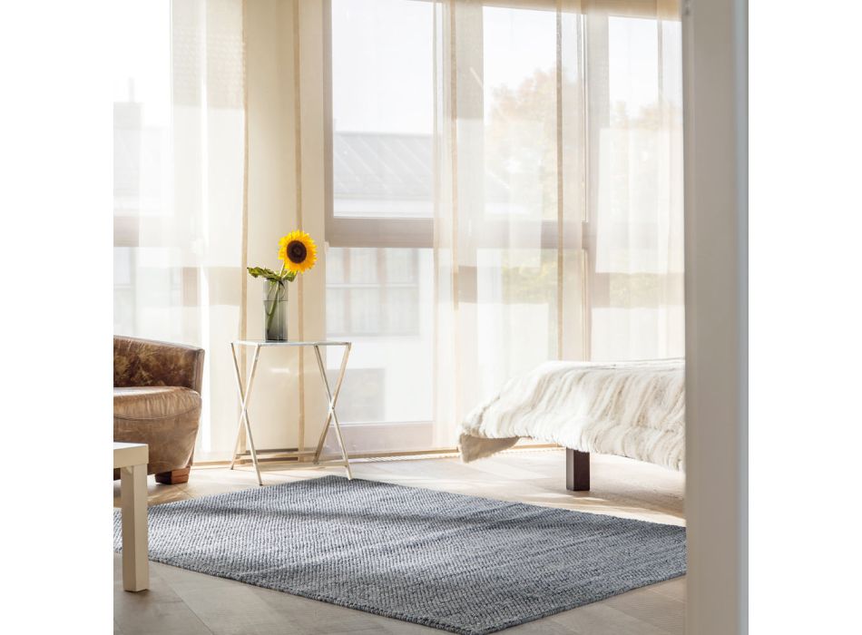 Moderner Wohnzimmerteppich aus handgewebtem Polyester und Baumwolle – Soledad Viadurini