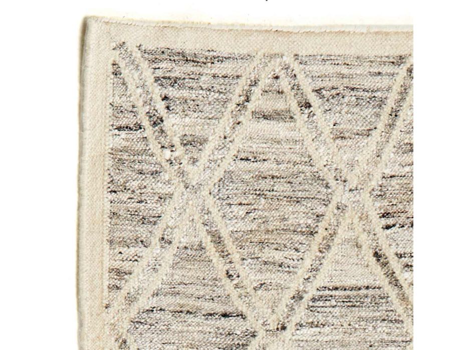Moderner Teppich aus Wolle und Baumwolle Elfenbein mit Fantasie für Wohnzimmer - Peppo Viadurini