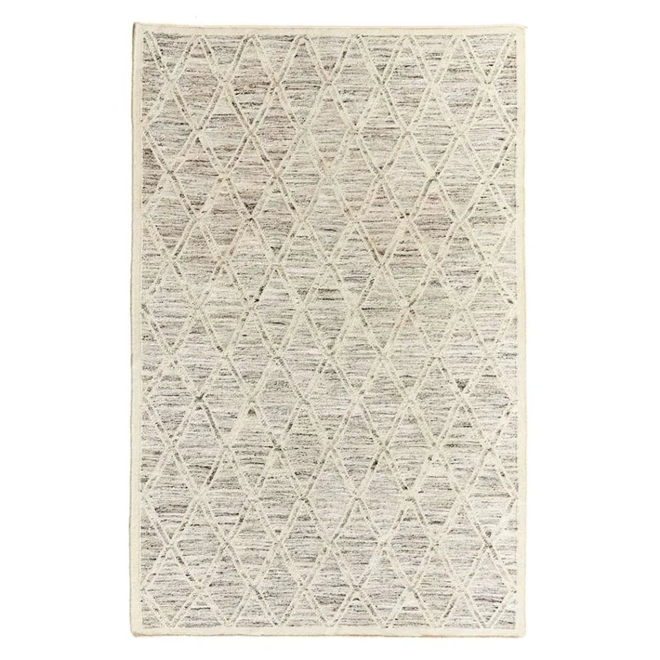 Moderner Teppich aus Wolle und Baumwolle Elfenbein mit Fantasie für Wohnzimmer - Peppo Viadurini