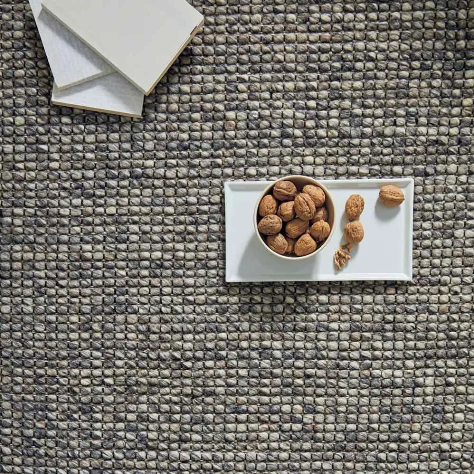 Moderner handgewebter Teppich aus Wolle und Baumwolle für das Wohnzimmer – Relikt Viadurini