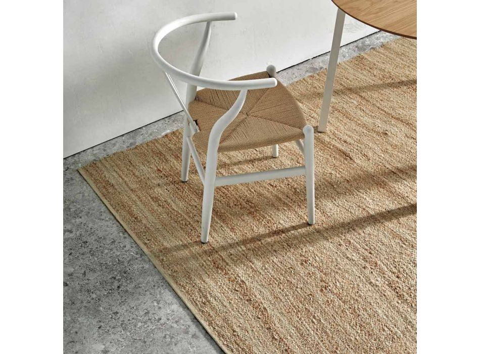 Rechteckiger Teppich aus Wolle, Jute und Baumwolle im modernen Design für das Wohnzimmer – Remino Viadurini