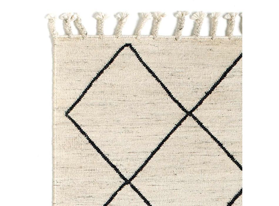 Moderner Wohnzimmerteppich mit geometrischem Muster aus Wolle und Baumwolle – Metria Viadurini