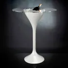 Hoher Couchtisch aus Glas und Polyethylen mit Flaschenhalter Made in Italy - Krakau Viadurini