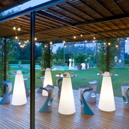 Slide Peak Hochtisch (H120) aus Polyethylen und Glas in Italien hergestellt Viadurini