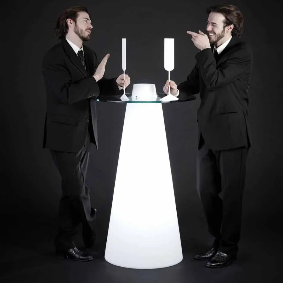 Slide Peak Hochtisch (H120) aus Polyethylen und Glas in Italien hergestellt Viadurini