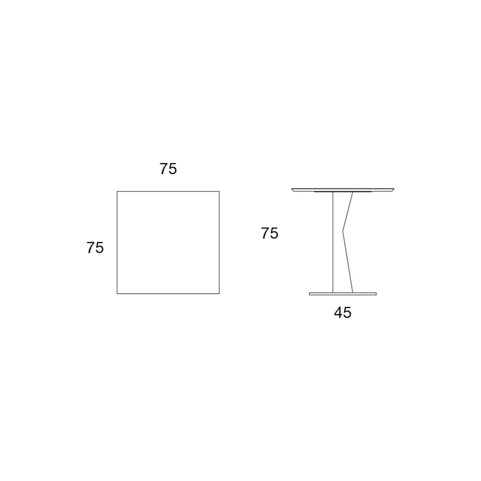 Hoher quadratischer Couchtisch aus schrägem Metall und matter Keramikplatte - Coriko Viadurini