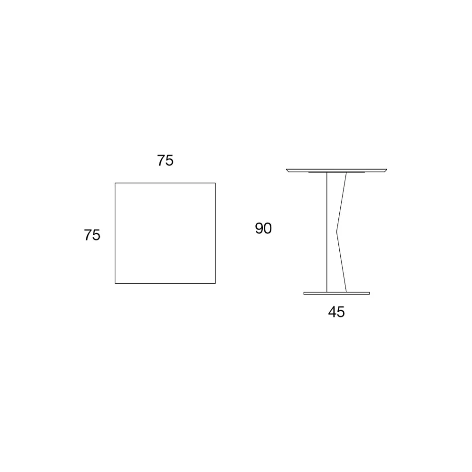 Hoher quadratischer Couchtisch aus schrägem Metall und matter Keramikplatte - Coriko Viadurini
