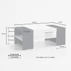 Niedriger Couchtisch für das Wohnzimmer aus weißem Holz 3 Ausführungen - Rames Viadurini