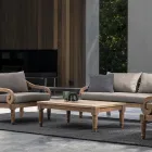 Niedriger Outdoor-Couchtisch aus Teakholz mit rustikaler Oberfläche, Homemotion – Ronak Viadurini