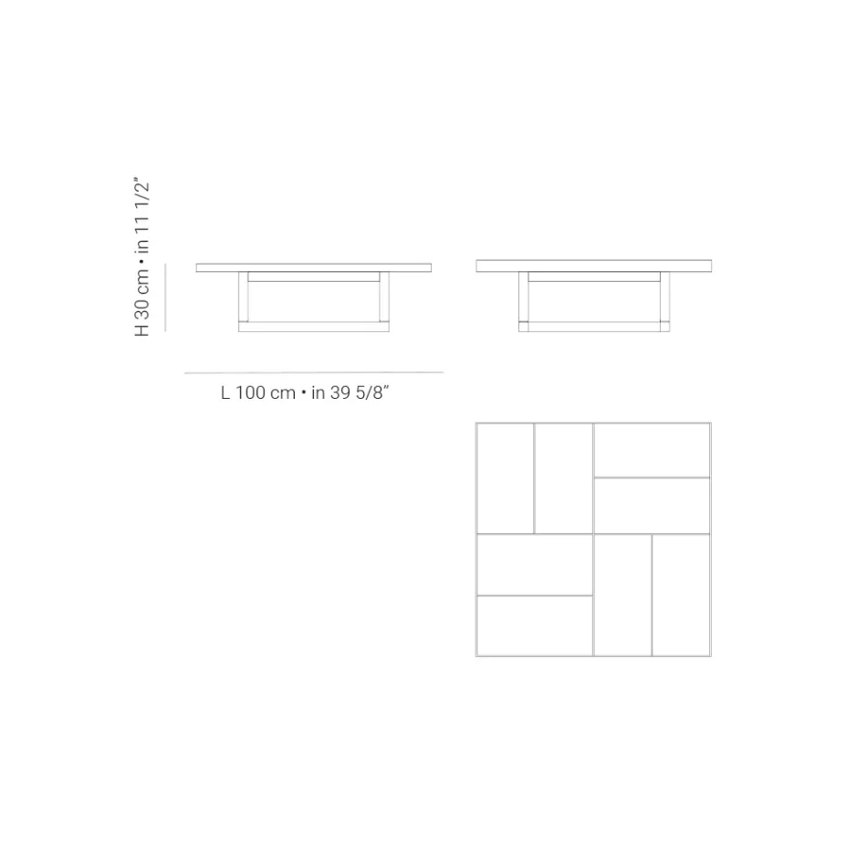 Niedriger Garten-Couchtisch mit Plattenplatte aus Steinzeug Made in Italy - Bresson Viadurini