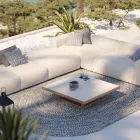 Niedriger Garten-Couchtisch mit Plattenplatte aus Steinzeug Made in Italy - Bresson Viadurini