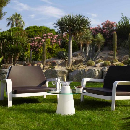 Slide Peak niedriger Tisch (H50) aus Polyethylen und Glas, hergestellt in Italien Viadurini