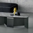 Niedriger Couchtisch Wohnzimmer Keramikplatte und Beine aus Rauchglas 3 Größen - Zufällig Viadurini