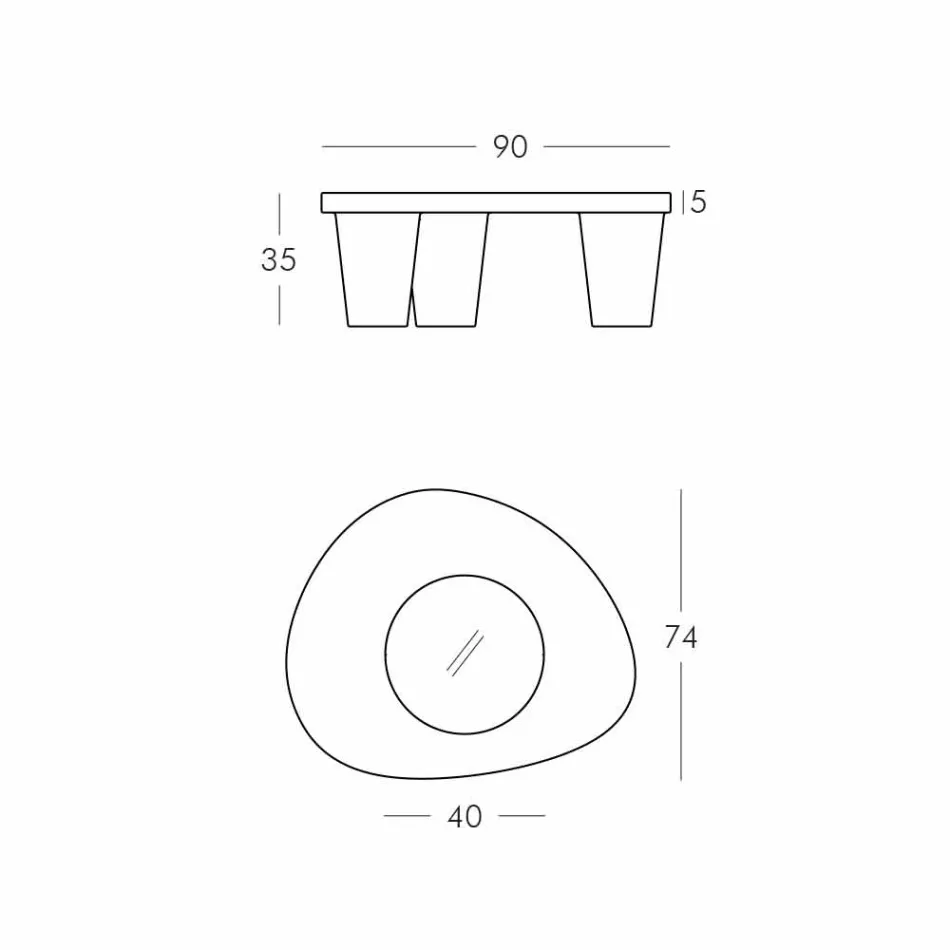 Niedriger Tisch Low Slide Lita Tisch Polyethylen und Glas aus Italien Viadurini