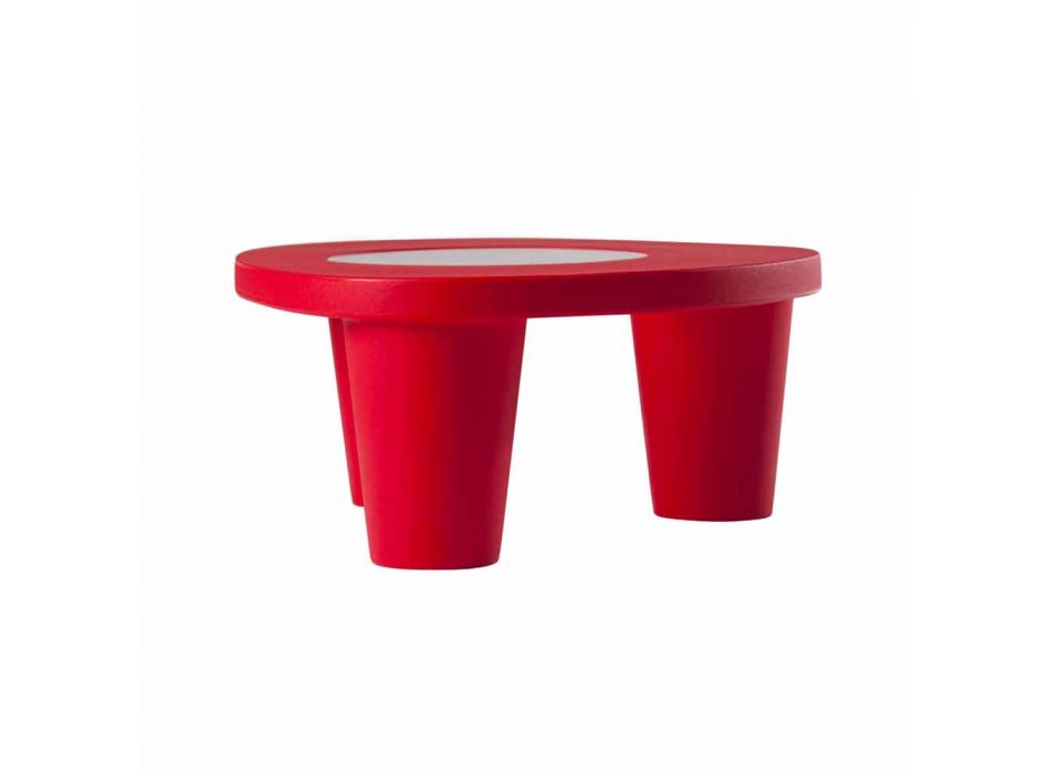 Niedriger Tisch Low Slide Lita Tisch Polyethylen und Glas aus Italien Viadurini