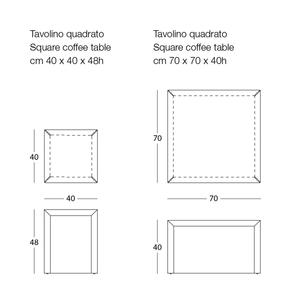 Quadratischer Couchtisch aus Metall in 2 Größen – Josyane Viadurini