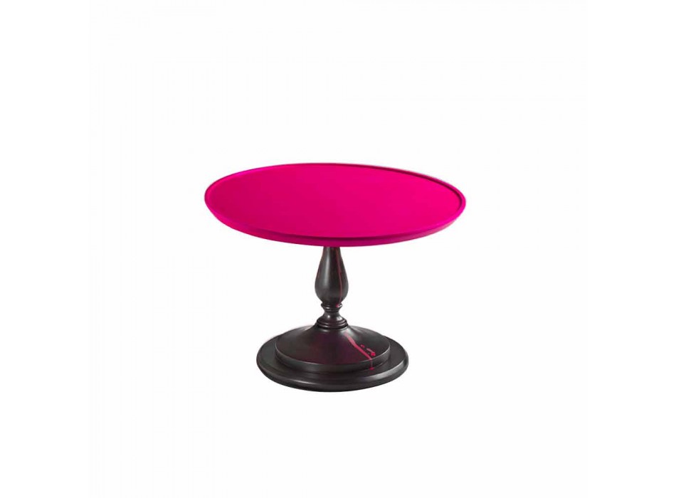 Cocktail-Lounge-Tisch mit rosa lackiertem Top, 70 cm Durchmesser, Nik Viadurini