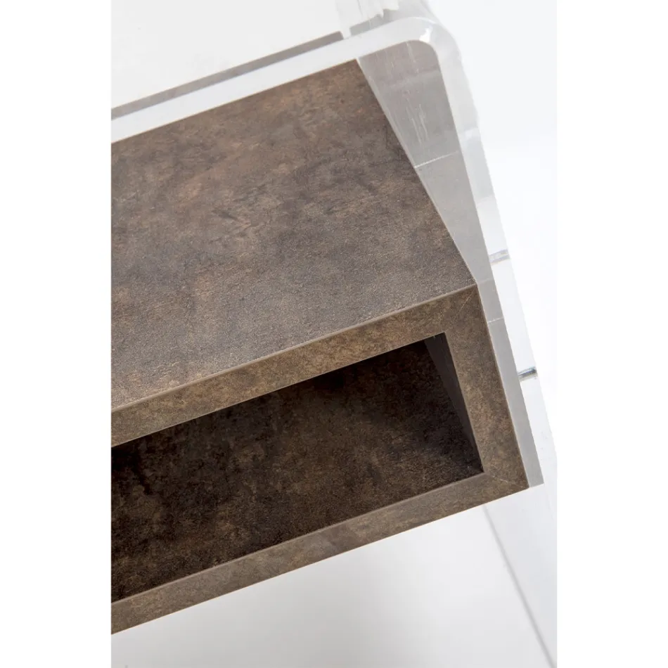 Recycelbarer Nachttisch aus transparentem Plexiglas und Holz - Pascoli Viadurini