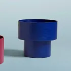 Runder Nachttisch mit modernem Design in Bordeaux oder Blue Wood - Vinnie Viadurini