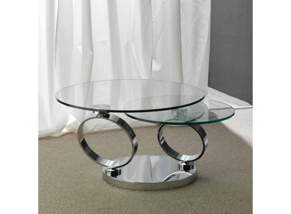 Tisch mit zwei runden Spitzen beweglichen Synchronized Glas Chieti Viadurini
