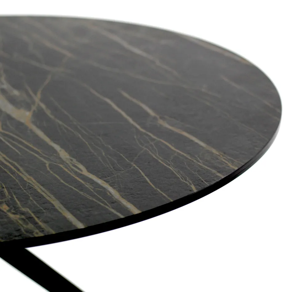 Couchtisch mit runder Platte aus Steinzeug, hergestellt in Italien – Siste Viadurini