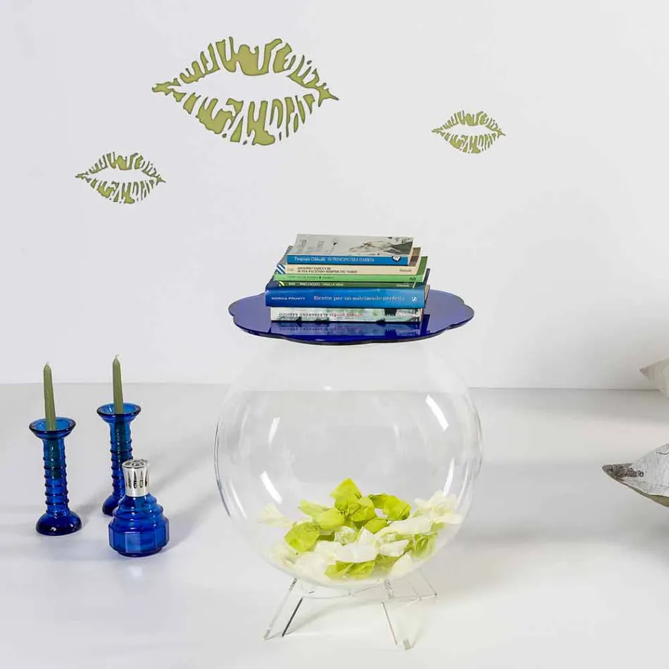 Blauer runder Tisch / Container Biffy, modernes Design made in Italy Viadurini