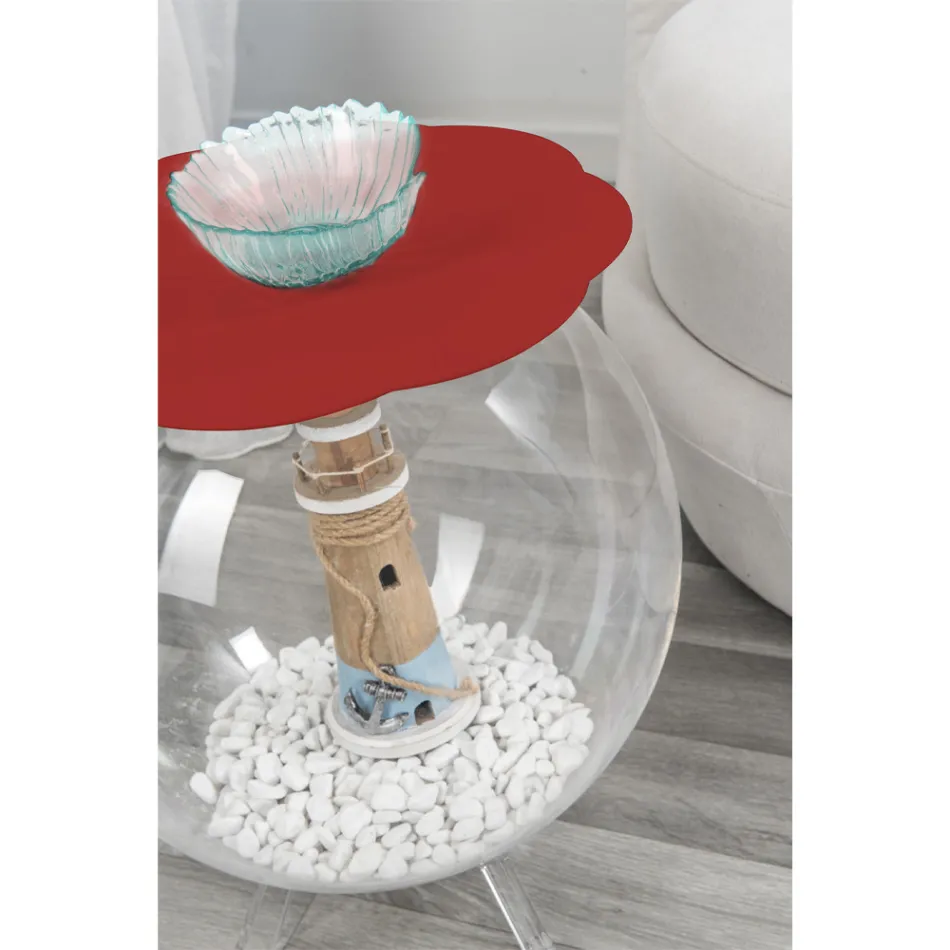 Biffy roter runder Couchtisch / Behälter, modernes Design made in Italy Viadurini