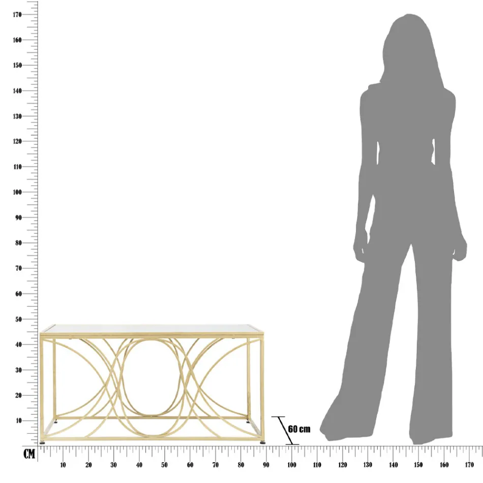 Couchtisch mit Spiegelplatte und Eisenstruktur - Emilia Viadurini