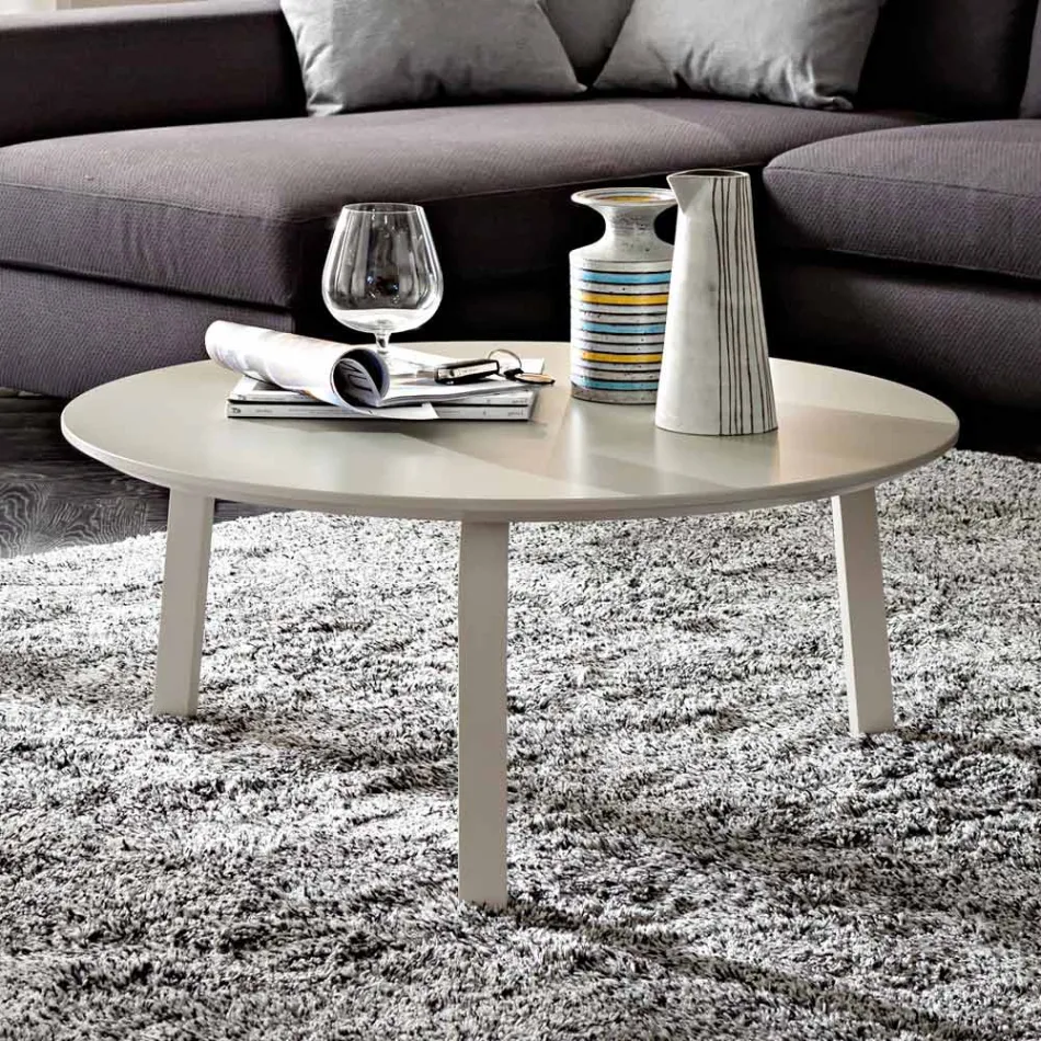 Couchtisch mit runder Platte aus lackiertem Mdf Made in Italy - Tobiko Viadurini