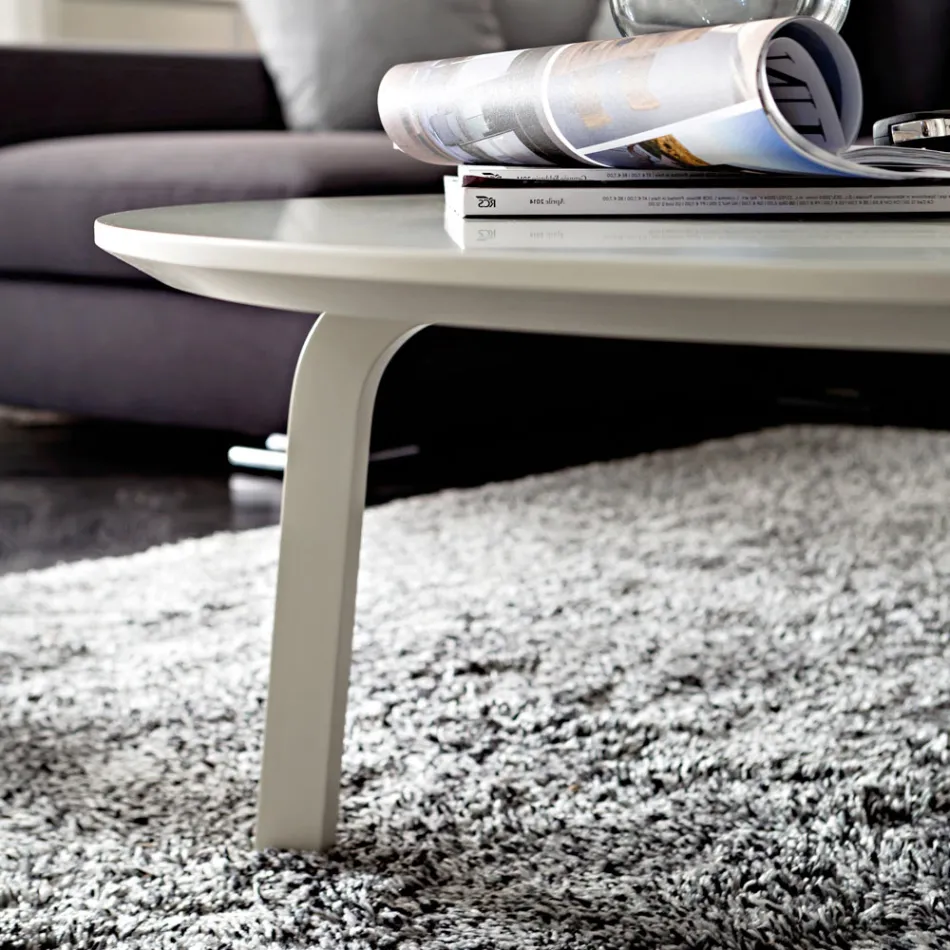 Couchtisch mit runder Platte aus lackiertem Mdf Made in Italy - Tobiko Viadurini