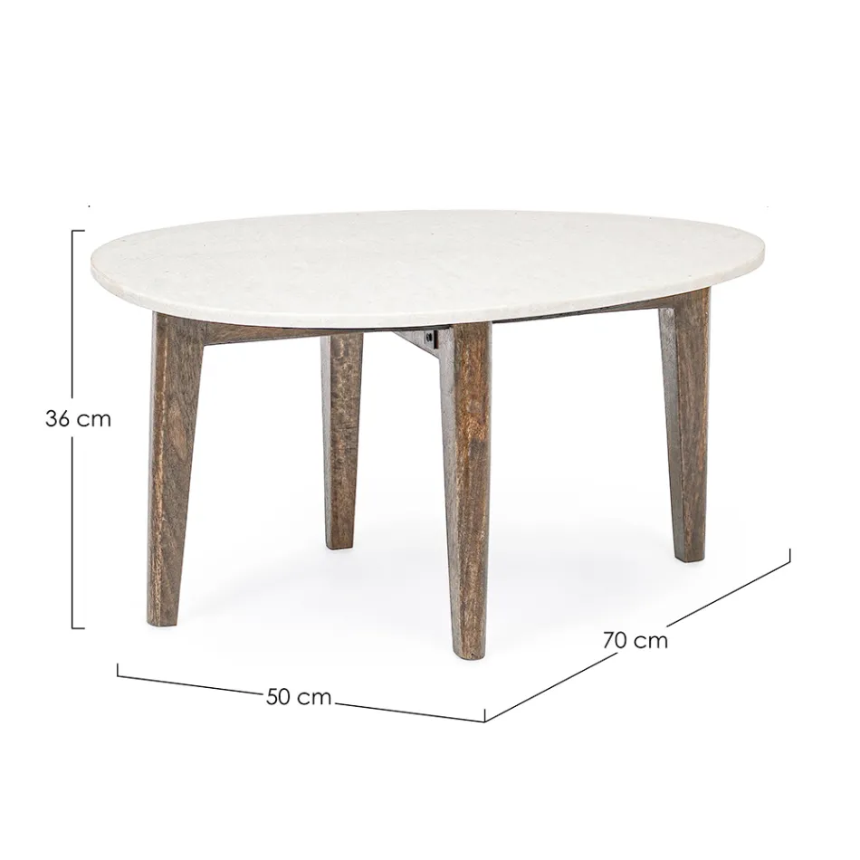 Couchtisch für Wohnzimmer mit Beinen aus Marmor und Mangoholz - Desiderio Viadurini