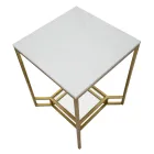 Golden Square Couchtisch aus Eisen, weißem Harz und Glas - Tokyo Viadurini