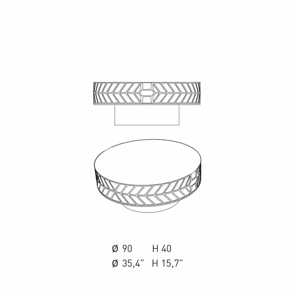 Moderner Couchtisch mit niedrigem Design Blau oder Burgund mit Ring - Lok Viadurini