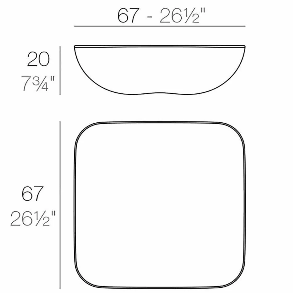 Pillow Vondom Outdoor Couchtisch, modernes Design, 67x67 cm Viadurini