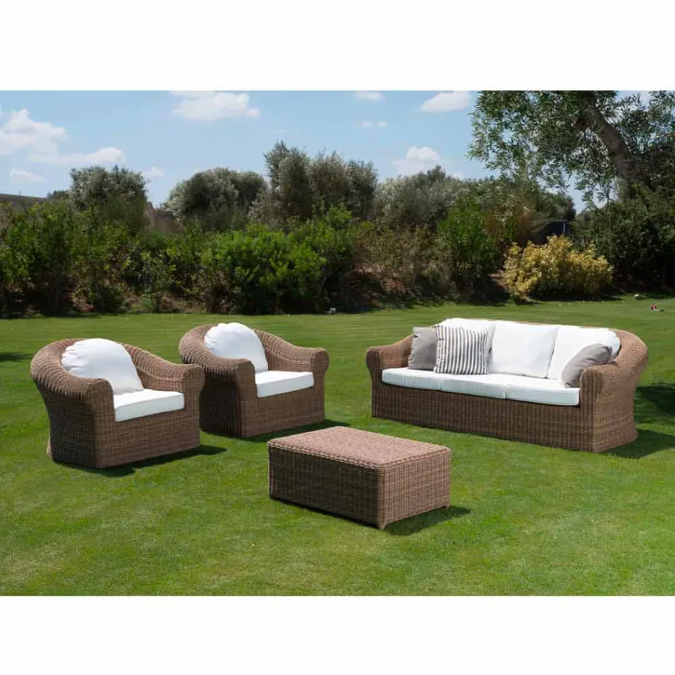 Garten Couchtisch aus gewebtem synthetischem Rattan - Yves Viadurini