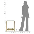Quadratischer Couchtisch aus goldenem Eisen, weißem Harz und Glas - Tokyo Viadurini