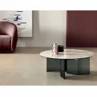 Runder Couchtisch mit Keramikplatte und Rauchglasbeinen - Random Viadurini