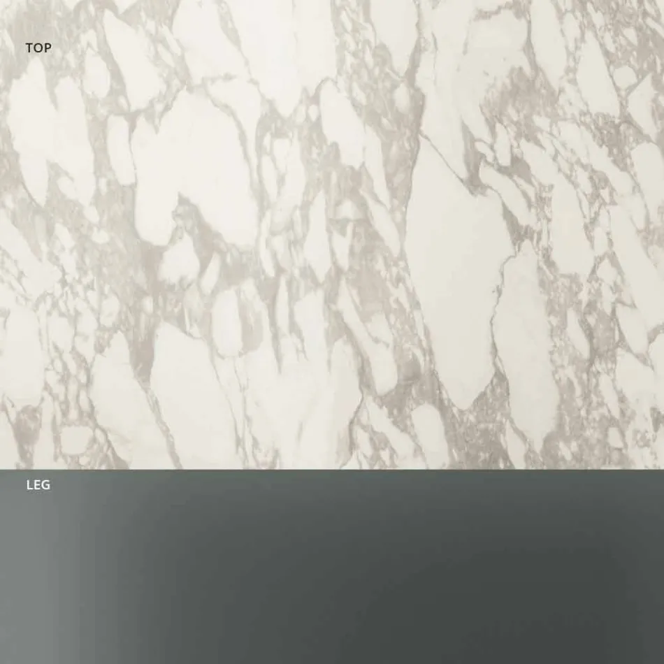 Runder Couchtisch mit Keramikplatte und Rauchglasbeinen - Random Viadurini