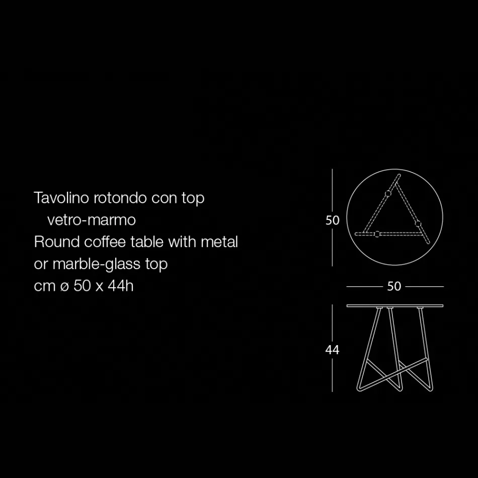 Runder Couchtisch aus luxuriösem Metall und Glas in Marmoroptik - Magali Viadurini